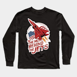 Mom of the Jets Funny Mothers Day & 4th of July USA Flag Tee Long Sleeve T-Shirt